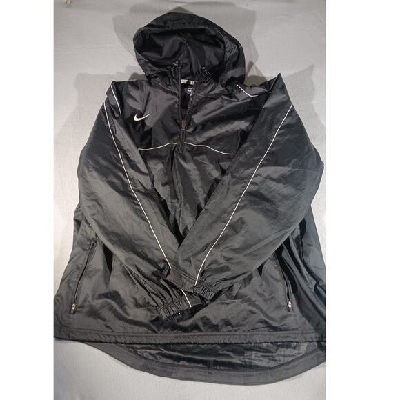 Nike Black Half-Zip Pullover Windbreaker XL Mesh-Lined Hooded Active Jacket - Picture 1 of 7